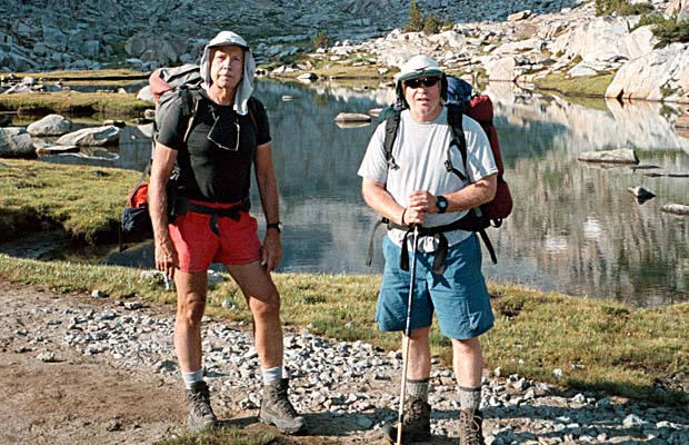 Peter and Pat at the high crossing of Lyell Creek below Donahue Pass