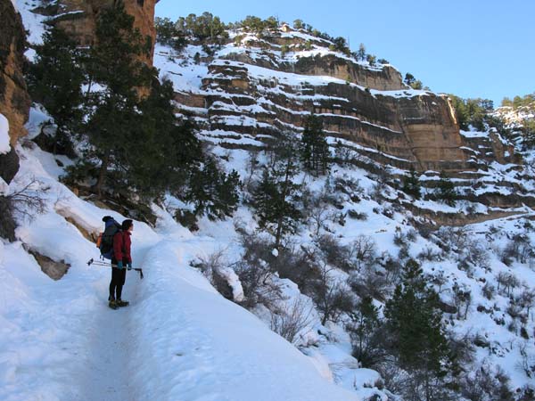 Lucy descending on the second switchback of the Bright Angel Trail
