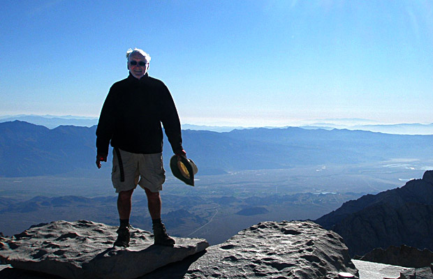 6 September: Mike standing on the 14,495' summit of Mt. Whitney