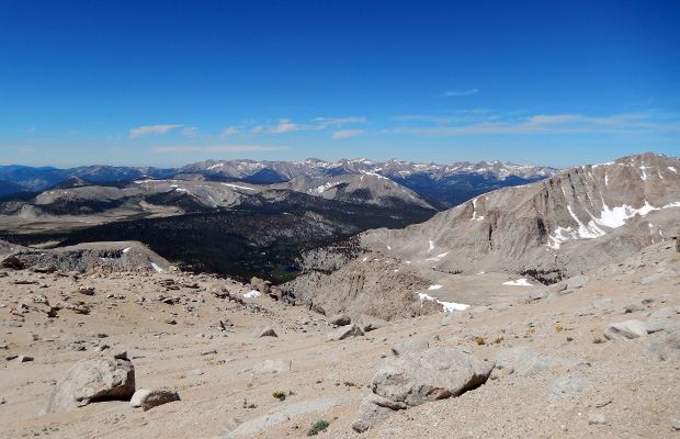 Looking south from 12,500' on the Mount Langley climb route.
