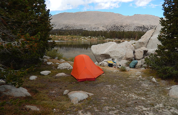 My campsite at No.2 Lake of the Cottonwood Lakes.