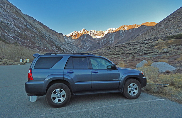My trusty 2007 Toyota 4-Runner at the McGee Creek trailhead parking.