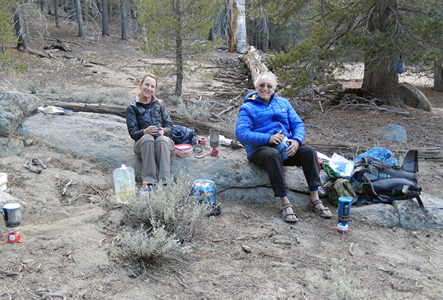 Carla and Chris at bad campsite on Broder Meadow, with water hard to find.