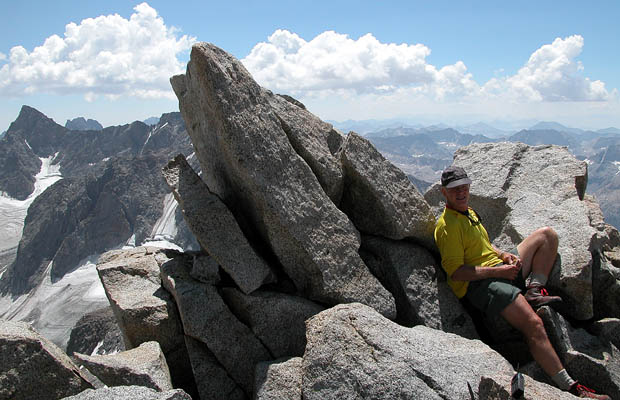 Jeff at rest on the summit of Mt Agassiz.