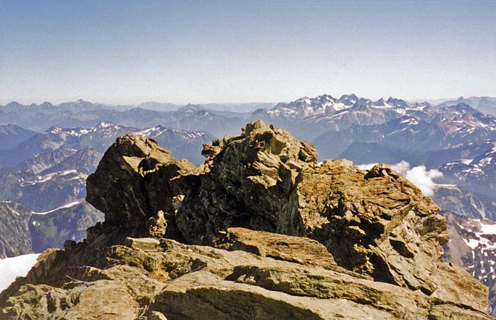 The view north into Canada from the 9,200' summit of Mount Shuksan