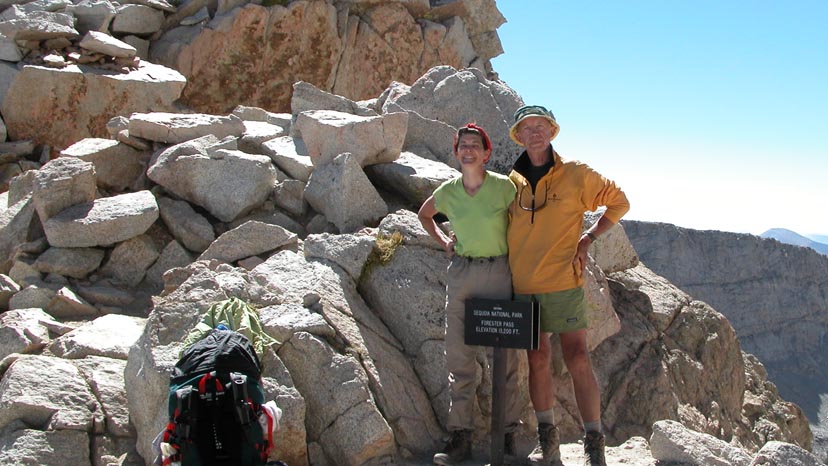 Lucy and Peter on Forester Pass, 13,200', the highest point on the PCT