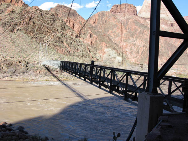 Silver Bridge crossing the Colorado from below the South Rim to Bright Angel campground.