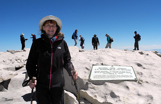4 September: Angela standing on the 14,495' summit of Mt. Whitney