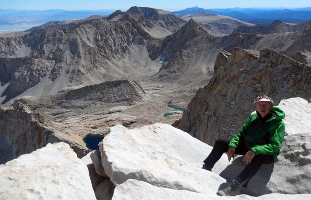 The goal is achieved ... Peter on the 14,495' summit of Mt. Whitney