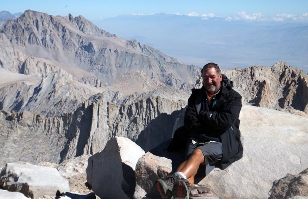 The goal is achieved ... Rob on the 14,495' summit of Mt. Whitney
