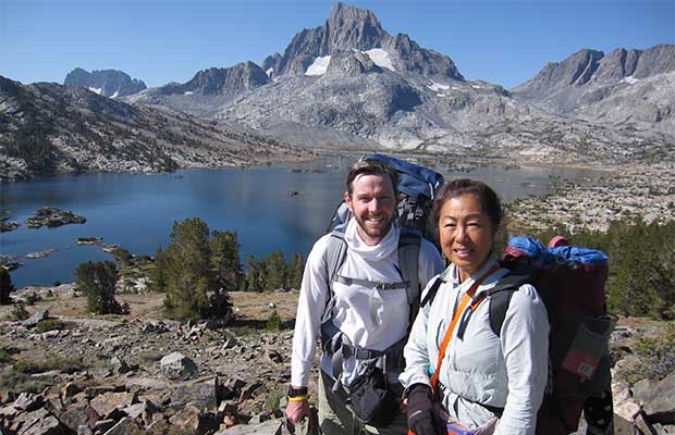 Brian and Jeanne with Thousand Island Lake and Banner Peak behind