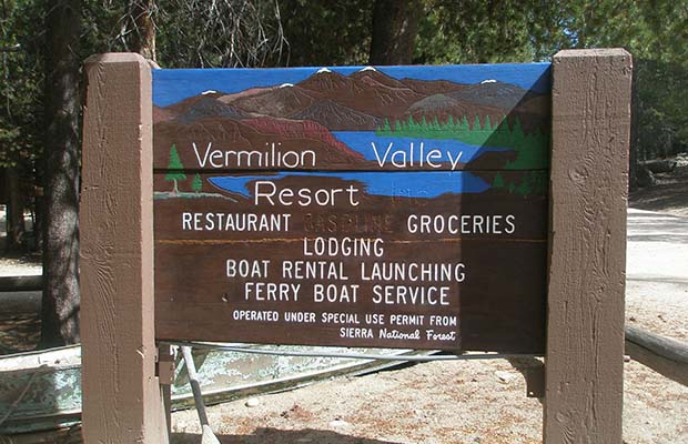 The welcome sign to Vermilion Valley Resort [VVR]