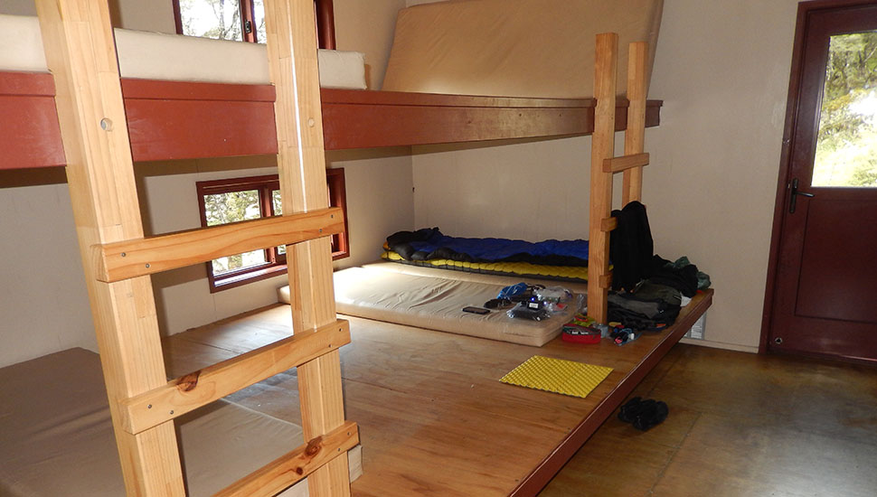 One of the two bunkrooms in the Upper Travers Hut - alone again!