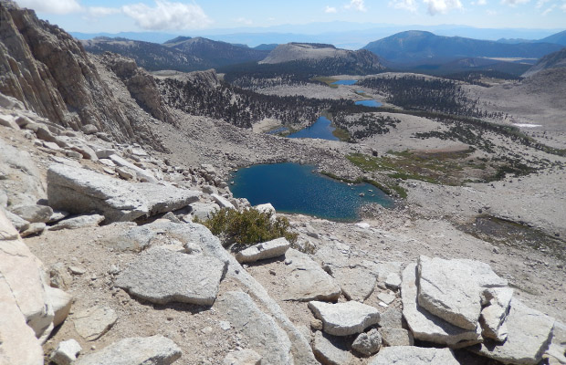 Looking east from New Army Pass.  High Lake and Long Lake below.