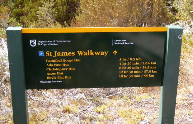 The St James Walkway sign at the northern trailhead.