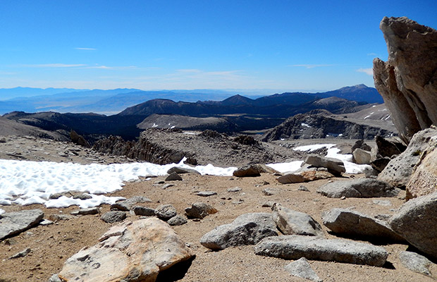 The view to the east over Owens Valley, from 13,200' on Mount Langley.