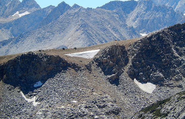 Hopkins Pass up close.  The old route between McGee Creek Trail and Hopkins Basin.
