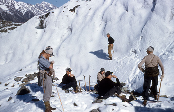 Tasman Glacier 1959: Ice axe &amp; crampon training with NZ's greatest alpinist, Harry Ayres.