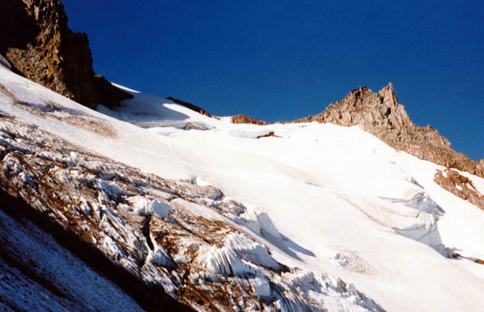 1987 Solo climb: Crossing the rock fall zone