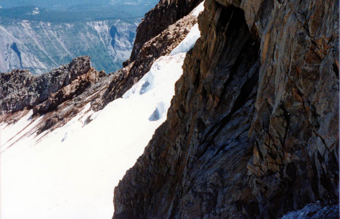 1987 Solo climb: Considerable exposure along the ridge to my left