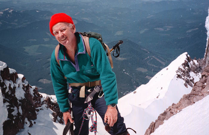 1997: Mal hanging out on the summit ridge at our high point for the climb
