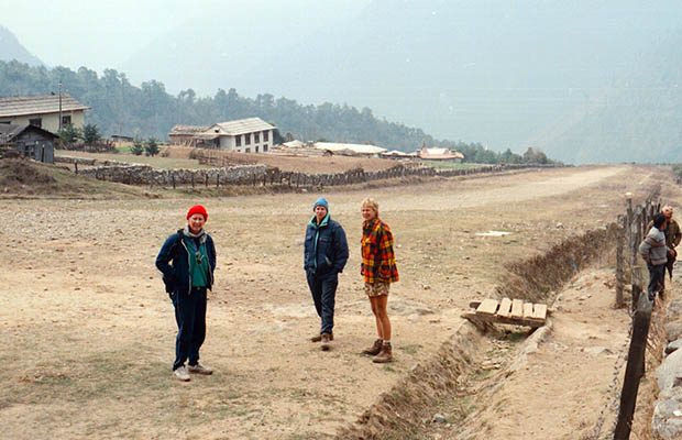 Mal, Russell and Pete on the upper section of Lukla airstrip.
