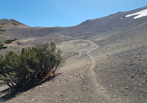 The old mining road leading up to intercept the PCT at 10,600'.