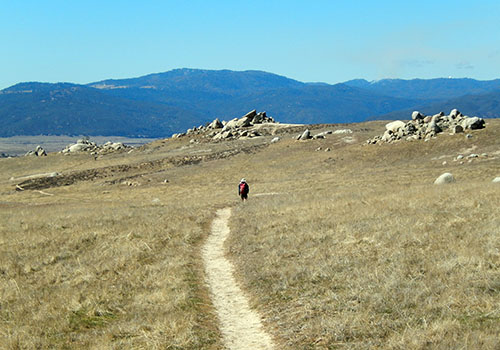 The grass plains south of Warner Springs.  Eagle Rock in the background.