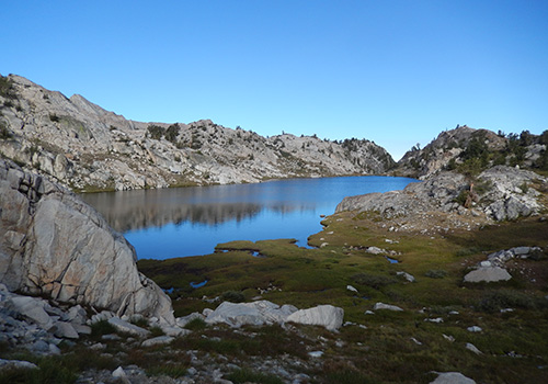 Tully Lake on the granite benches below Shout of Relief