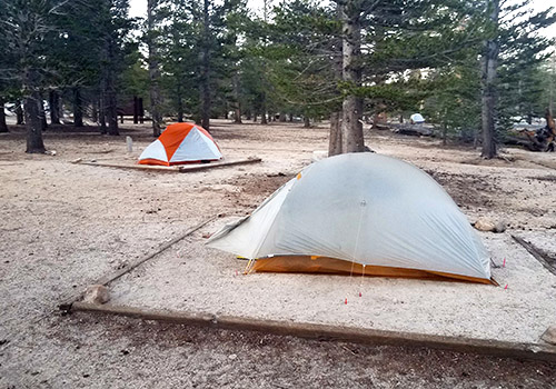 Our tents at the walk-in hiker campground at Horseshoe Meadow