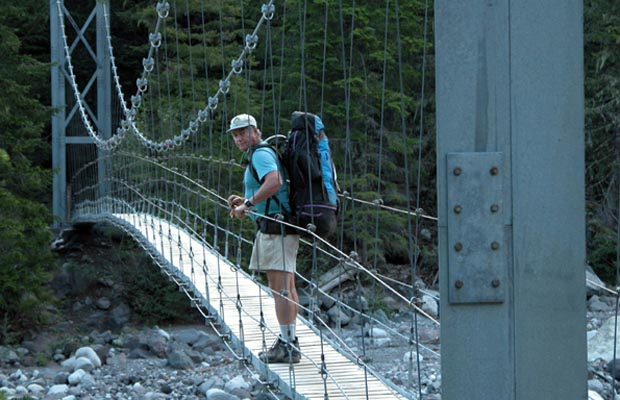 The swing-bridge across the Carbon River ... &quot;one person at a time&quot; 