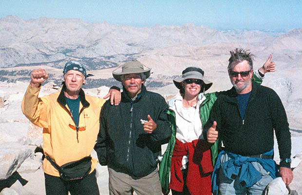 September 2002:  With friends at the end of my first JMT hike - on the summit of Whitney.