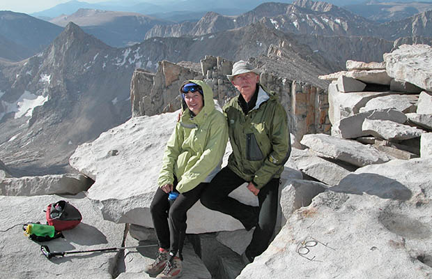 August 2006: Lucy and self at the end of our annual JMT hike - on the summit of Whitney.